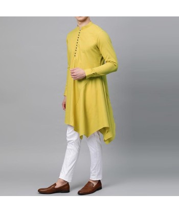 Kurta Indien Jaune a boutons livraison gratuite