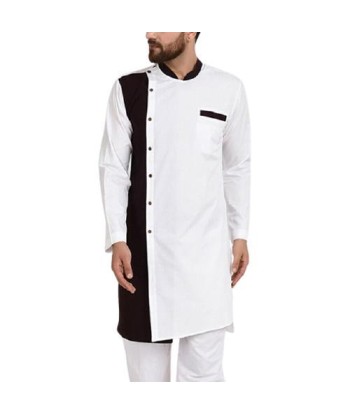 Kurta Indien Bicolore Blanc et Noir Venez acheter