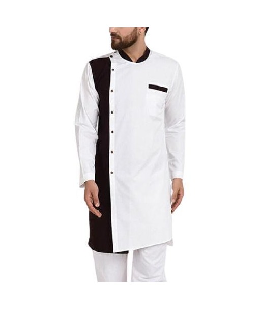 Kurta Indien Bicolore Blanc et Noir Venez acheter