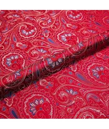 Tissu Indien Jacquard Rouge les ligaments