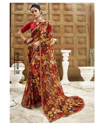 Sari Indien de Mariage Rouge Paris Déstockage Promo