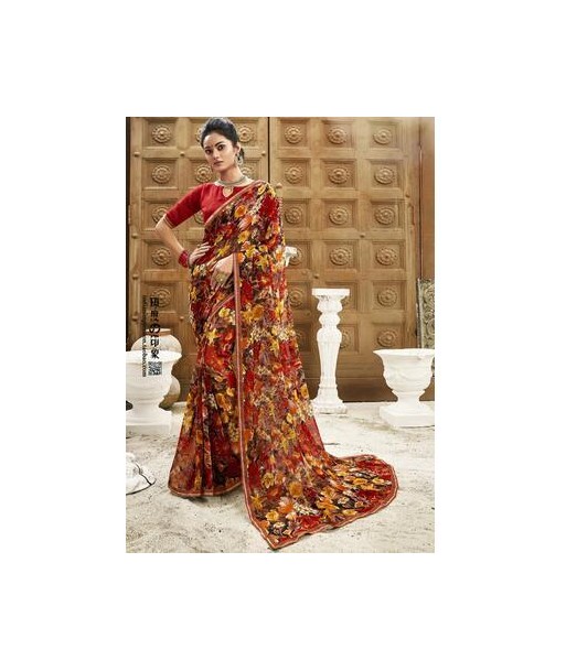 Sari Indien de Mariage Rouge Paris Déstockage Promo