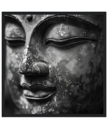 Portrait de Sérénité : Visage de Bouddha en Noir et Blanc le des métaux précieux