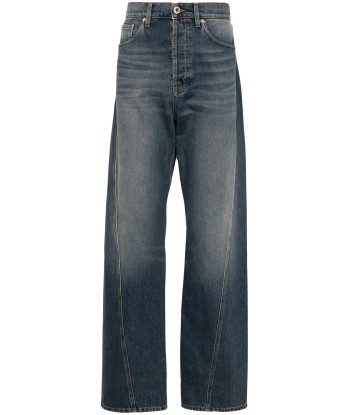 Straight Leg Twist Detailed Cotton Jeans pas cher