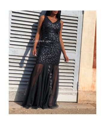 ROBE à Sequins Et Tulle NOIR Modèle SHAWNA la livraison gratuite