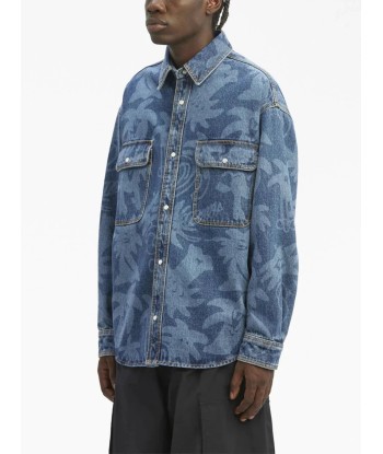 Palmity Laser Print Denim Shirt soldes