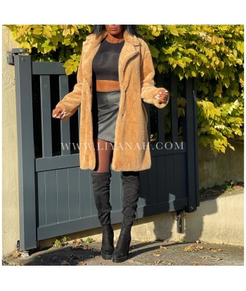 MANTEAU FAUSSE FOURRURE BEIGE Modèle VENYSA Livraison rapide