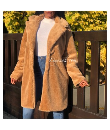 MANTEAU FAUSSE FOURRURE BEIGE Modèle VENYSA Livraison rapide