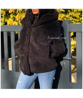 Teddy Coat à capuche OVERSIZE Modèle ZAKA NOIR livraison et retour toujours gratuits