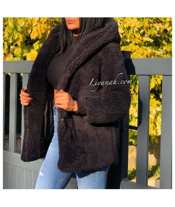 Teddy Coat à capuche OVERSIZE Modèle ZAKA NOIR livraison et retour toujours gratuits