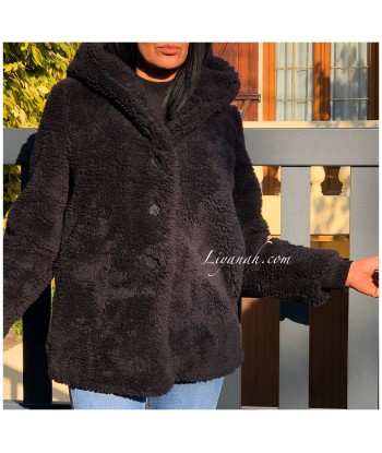 Teddy Coat à capuche OVERSIZE Modèle ZAKA NOIR livraison et retour toujours gratuits