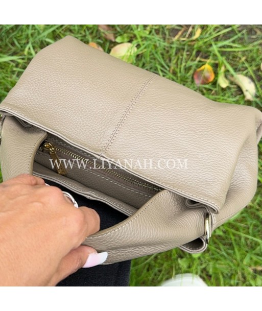 SAC Petit BOULE CUIR GRAINÉ LIYA TAUPE livraison gratuite