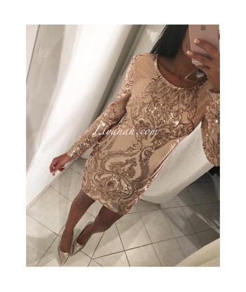 ROBE à Sequins GOLD Modèle SHELSYA livraison gratuite