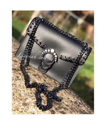 Sac Cuir Modèle LEYARA NOIR PERLES en ligne