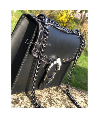 Sac Cuir Modèle LEYARA NOIR PERLES en ligne