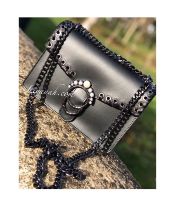 Sac Cuir Modèle LEYARA NOIR PERLES en ligne